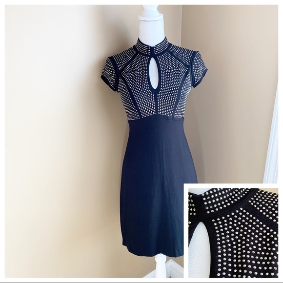 Cache Dresses & Skirts - NWT CACHE Dress Black Bling Rhinestone LBD Small